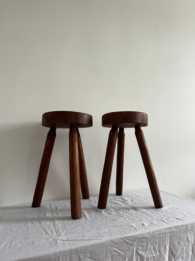 French solid wood milking stools