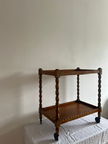 FRENCH BOBBIN BAR TROLLEY WITH WAVY TOP