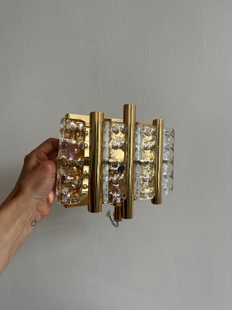Pair of Mid Century brass & glass wall lights by Swedish designer