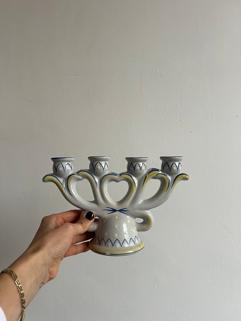 CERAMIC FOUR ARM CANDLE HOLDER