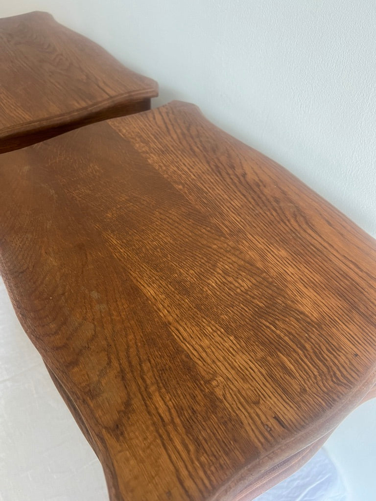 PAIR OF FRENCH OAK BEDSIDE TABLES