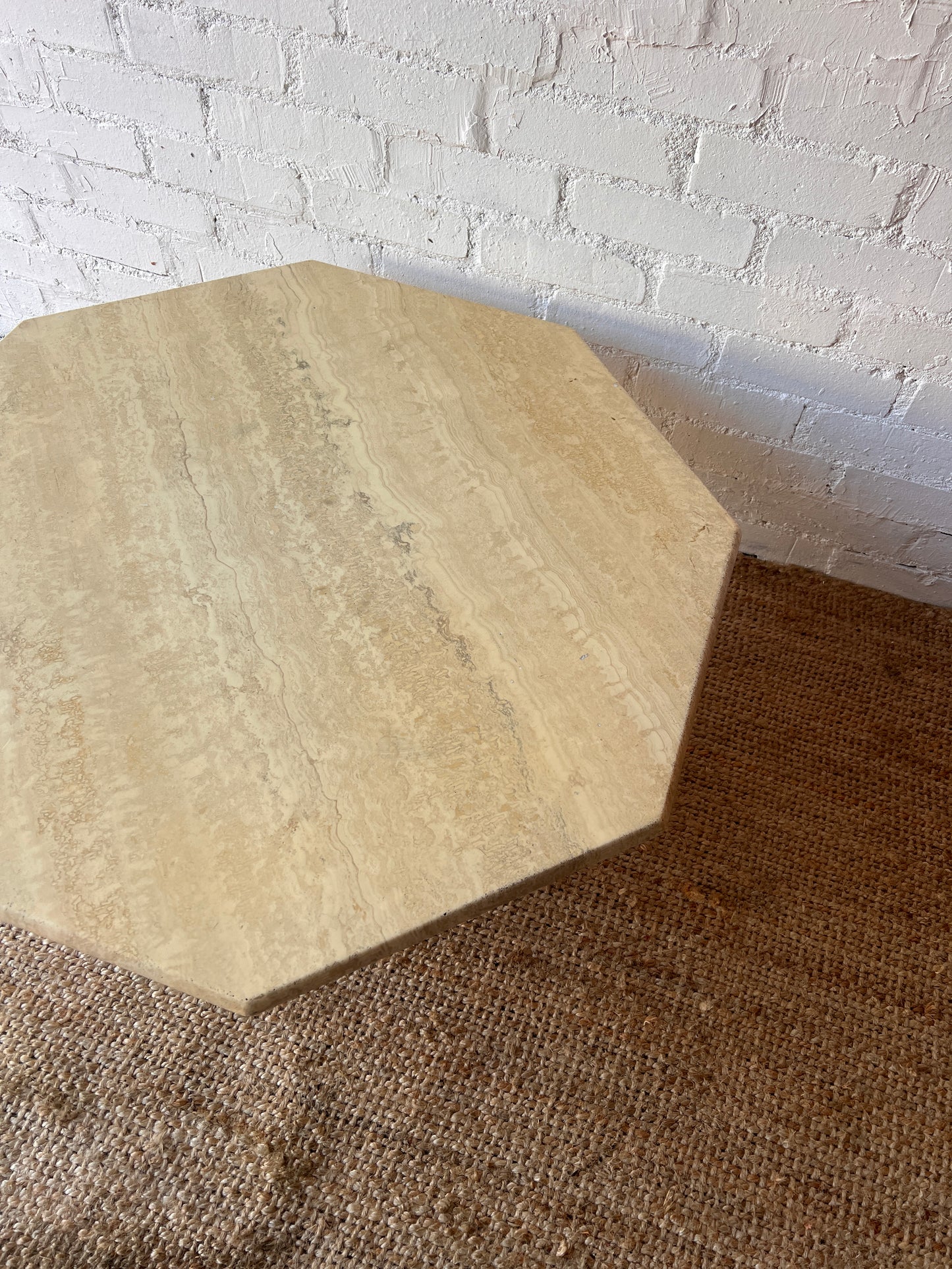 FRENCH OCTAGONAL CREAM TRAVERTINE TABLE