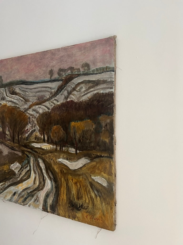 80s signed oil Ukrainian landscape oil painting