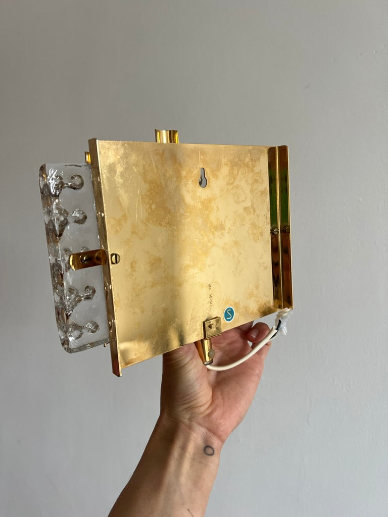 Pair of Mid Century brass & glass wall lights by Swedish designer