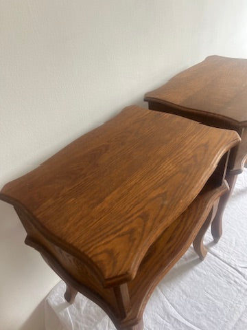PAIR OF FRENCH OAK BEDSIDE TABLES