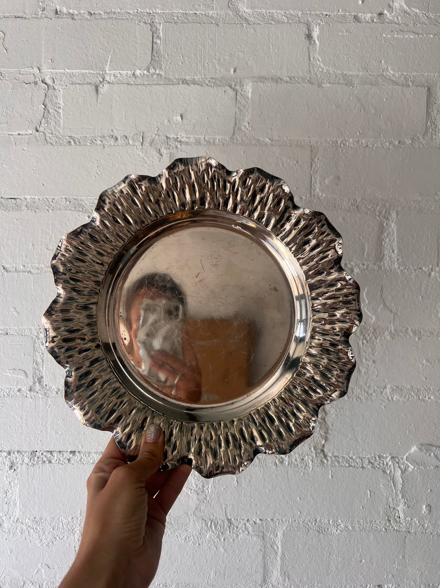FLOWER SILVER STAMPED PLATE