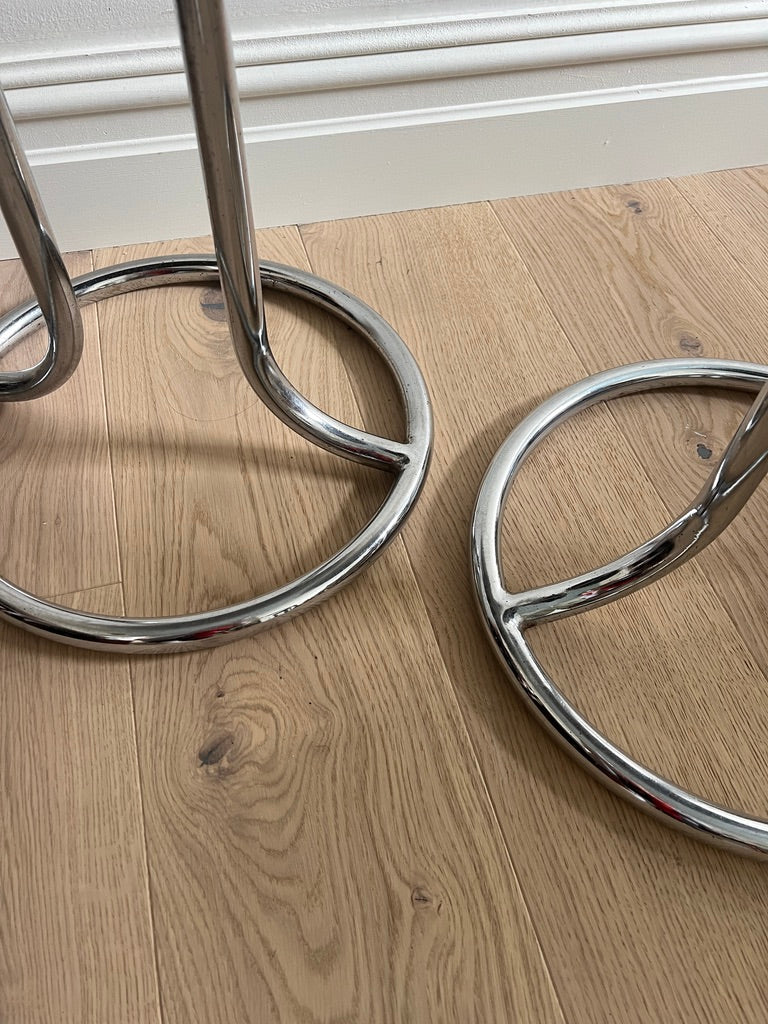 BROWN BOUCLE CHROME STOOLS