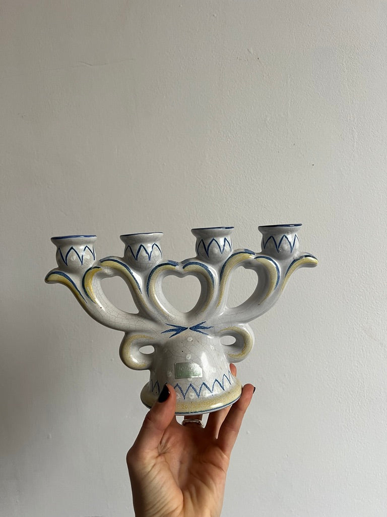CERAMIC FOUR ARM CANDLE HOLDER