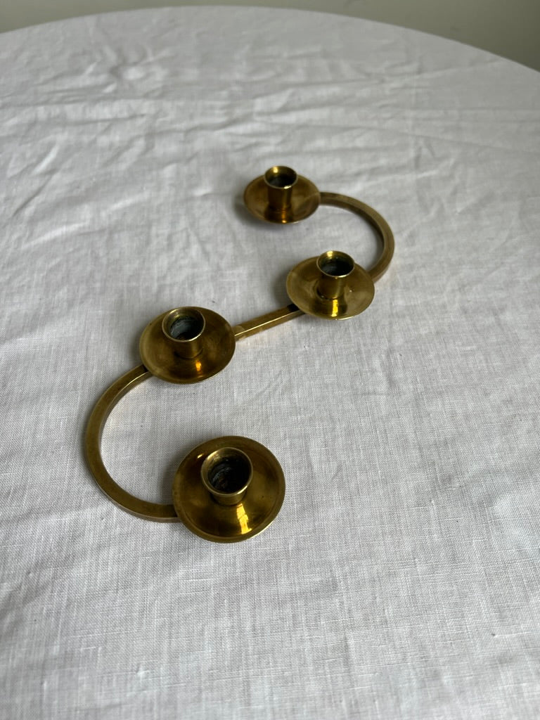 Swedish wiggle brass candle holder