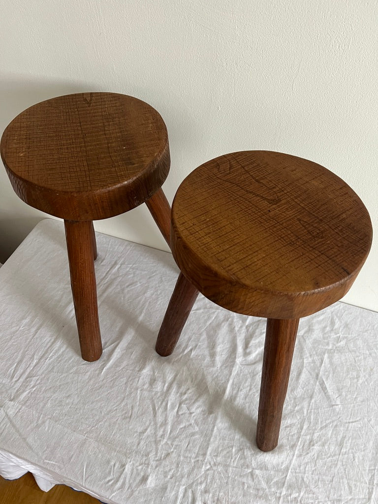 French solid wood milking stools