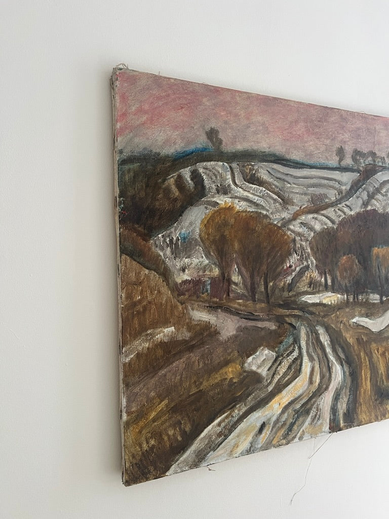 80s signed oil Ukrainian landscape oil painting