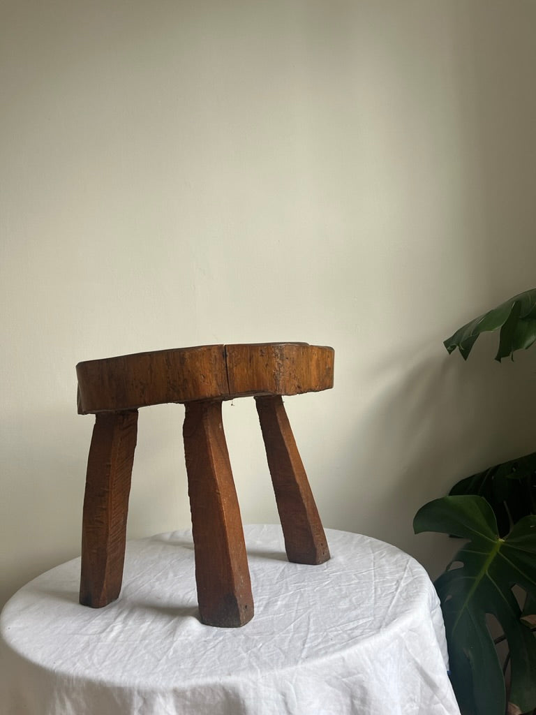 French tripod solid wood stool