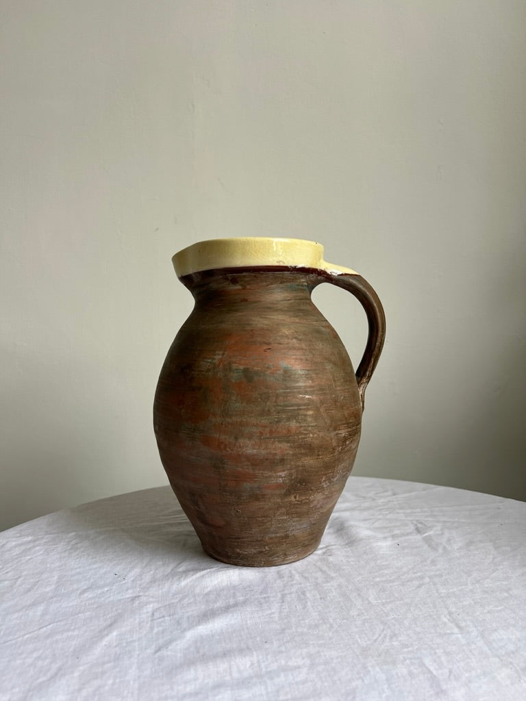 French pottery cermanic jug with yellow glaze