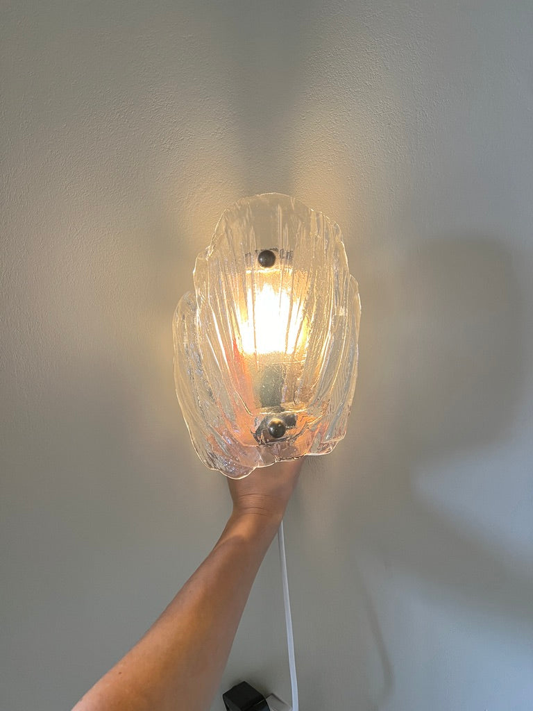 60S PAIR OF GLASS WALL LIGHTS
