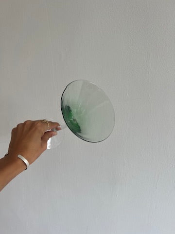 PAIR OF GREEN ZIG ZAG MARTINI GLASSES