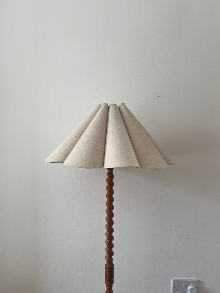 Barley twist floor lamp with scallop shade