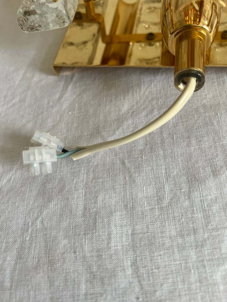 Pair of Mid Century brass & glass wall lights by Swedish designer