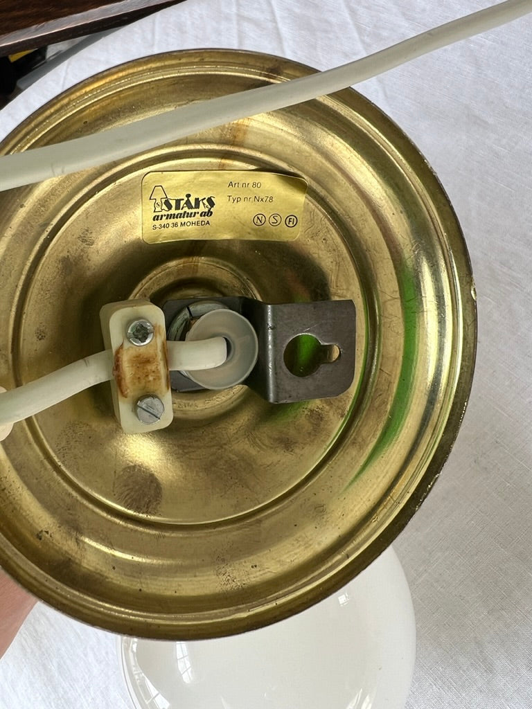 Pair of Swedish small brass globe lights