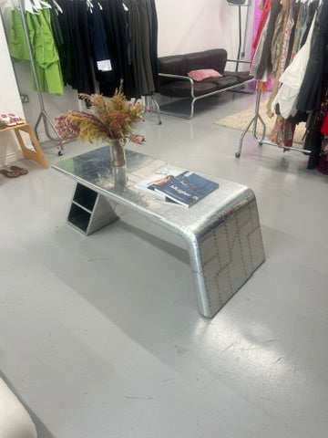 LARGE ALUMINIUM CURVED COFFEE TABLE