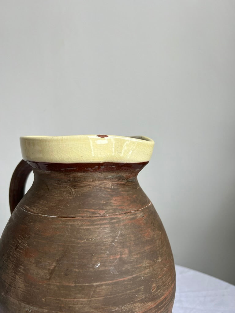 French pottery cermanic jug with yellow glaze