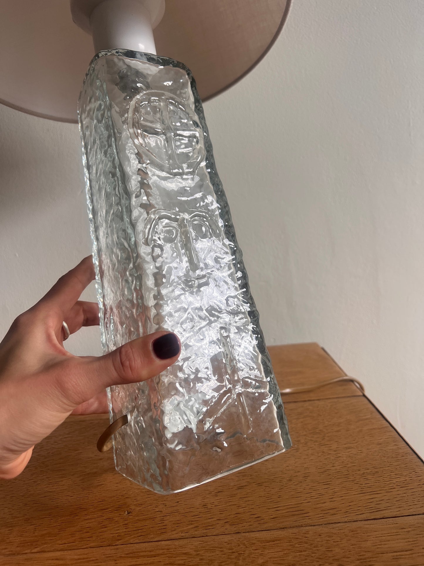 70S SWEDISH GLASS TABLE LAMP