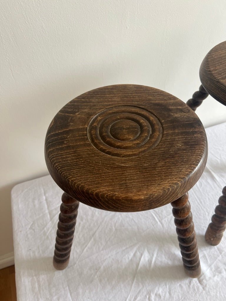 Pair of French matching spiral stools / bedsides