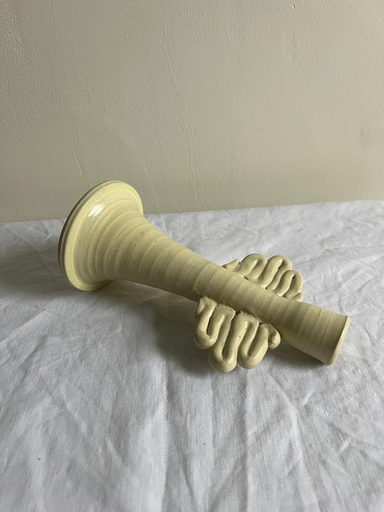 TRIO OF CREAM CERAMIC WIGGLE CANDLE HOLDERS