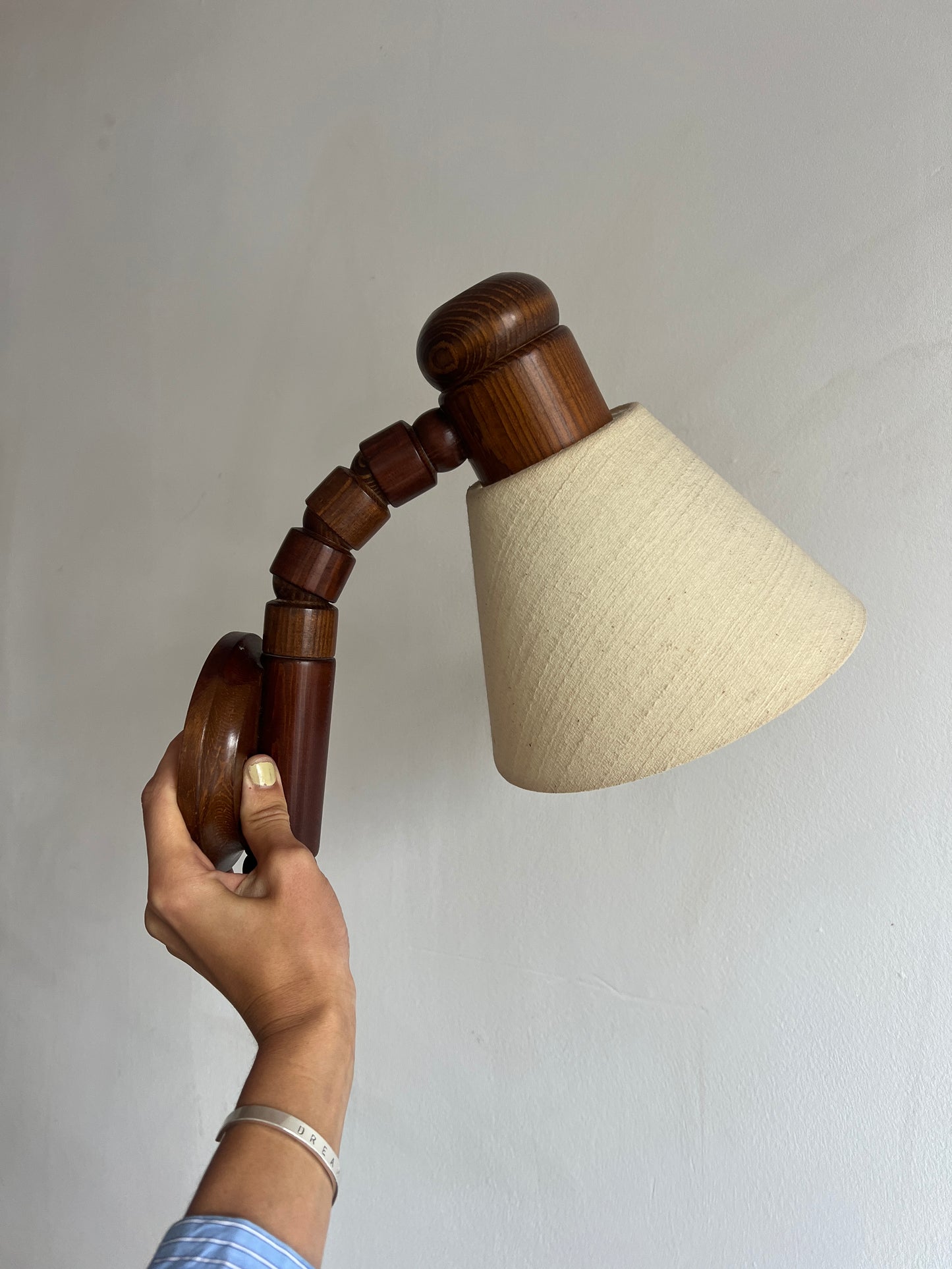 PAIR OF 70S DARK WOOD SWEDISH WALL LIGHTS