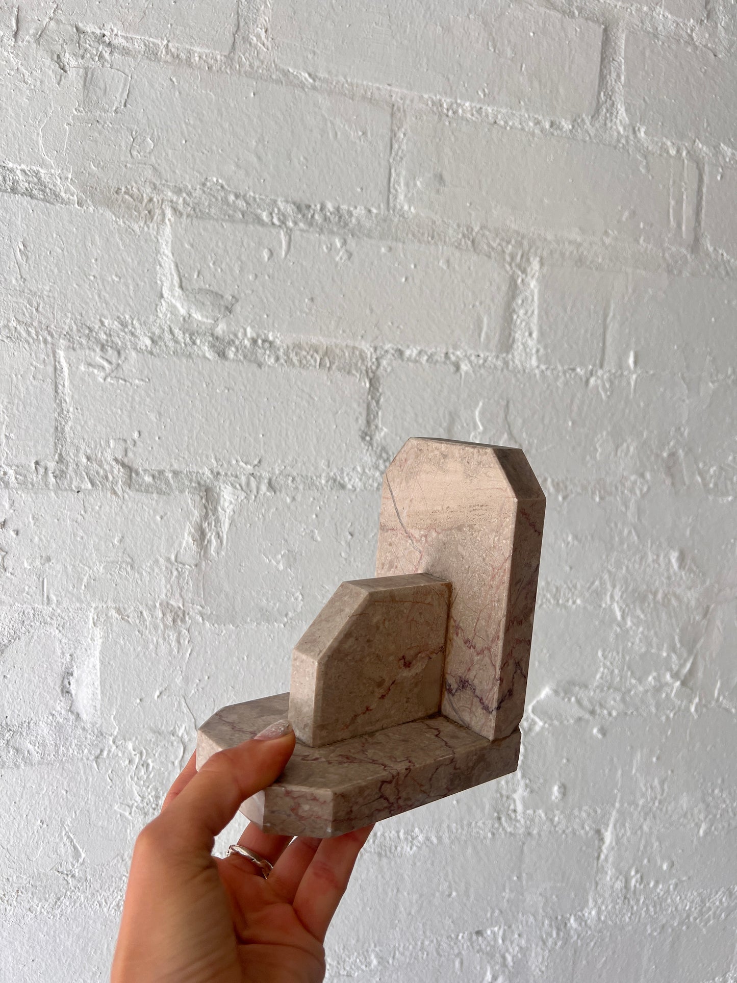 PAIR OF GREY MARBLE BOOK ENDS