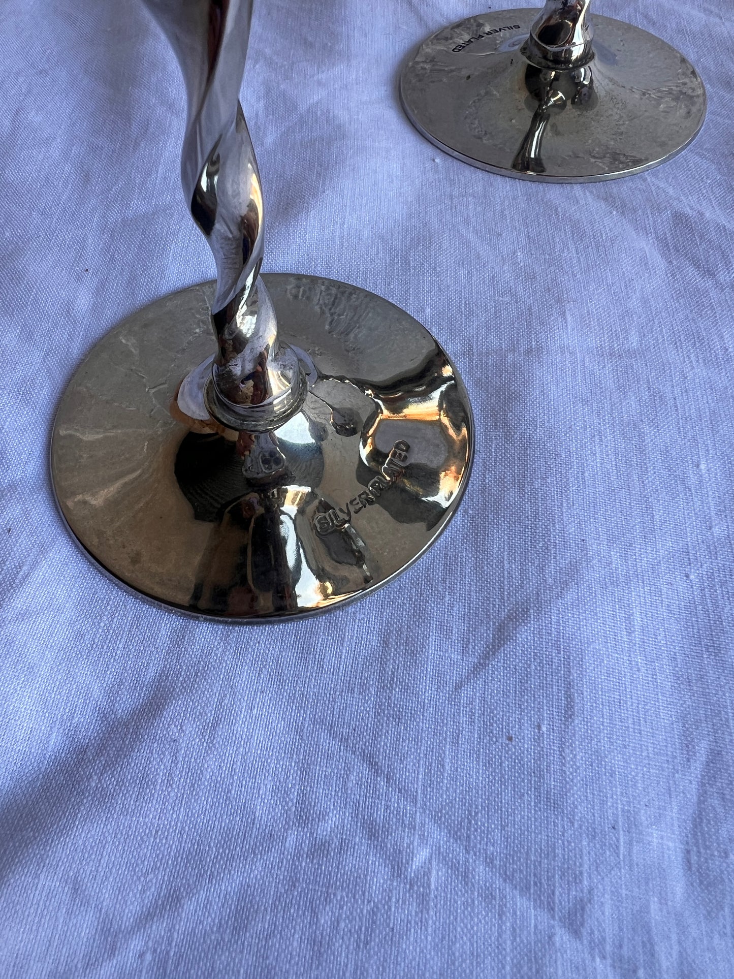 SET OF FOUR 70S SILVER TWISTED GOBLETS