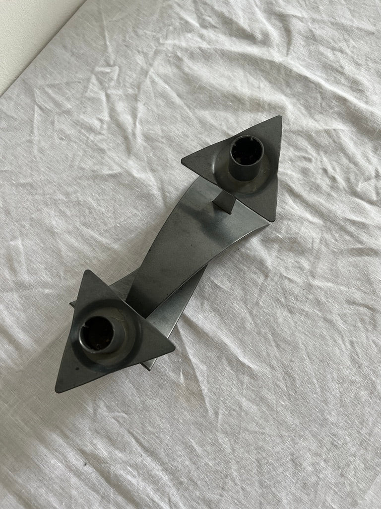 CHROME TRIANGLE CANDLE HOLDER