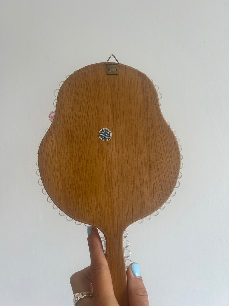 60s pink venetian murano handheld mirror