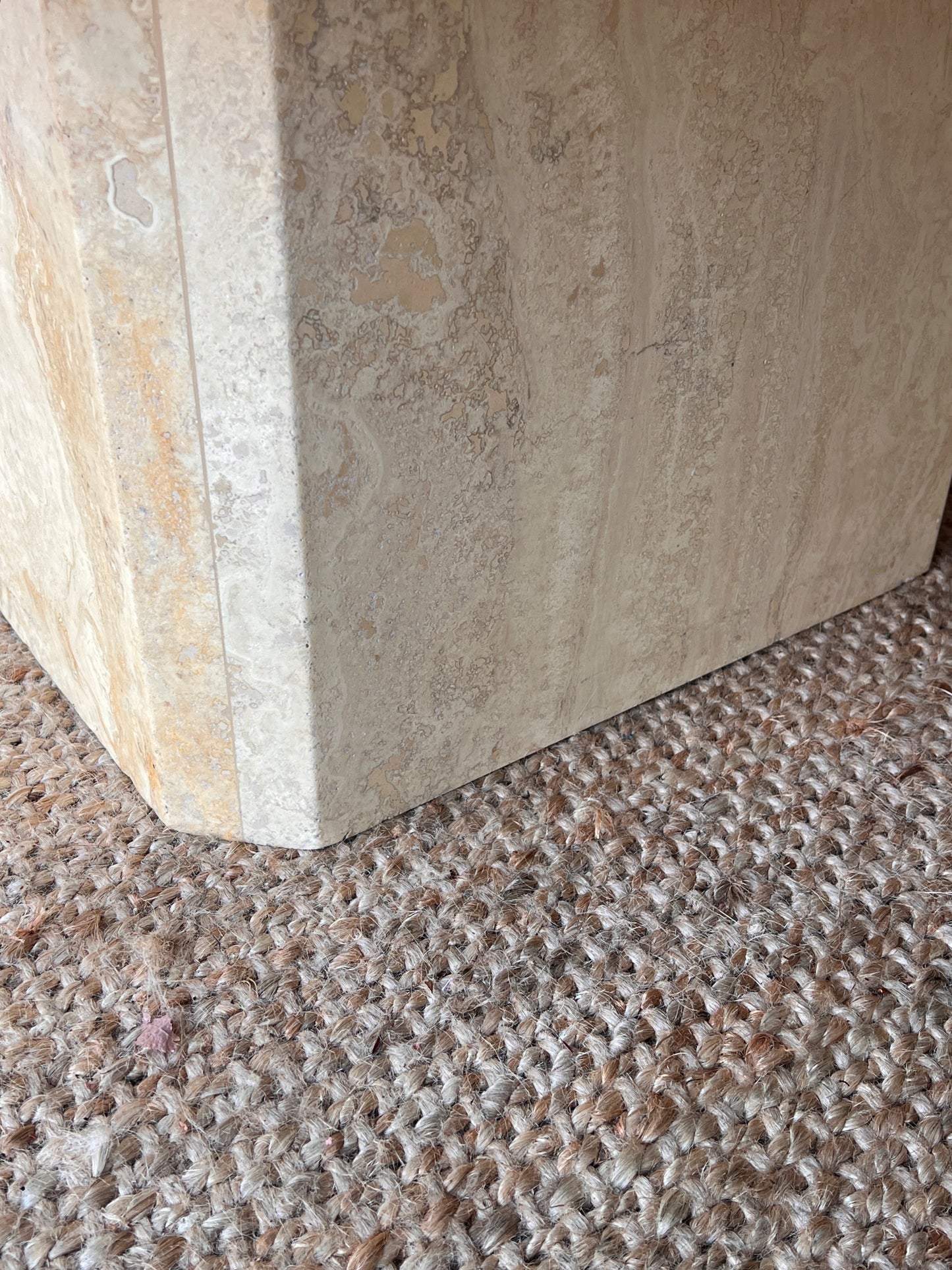 FRENCH OCTAGONAL CREAM TRAVERTINE TABLE