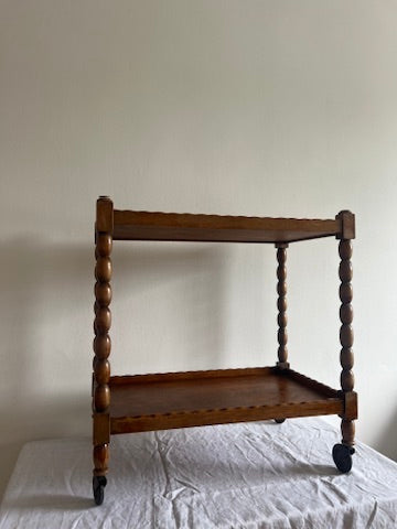 FRENCH BOBBIN BAR TROLLEY WITH WAVY TOP