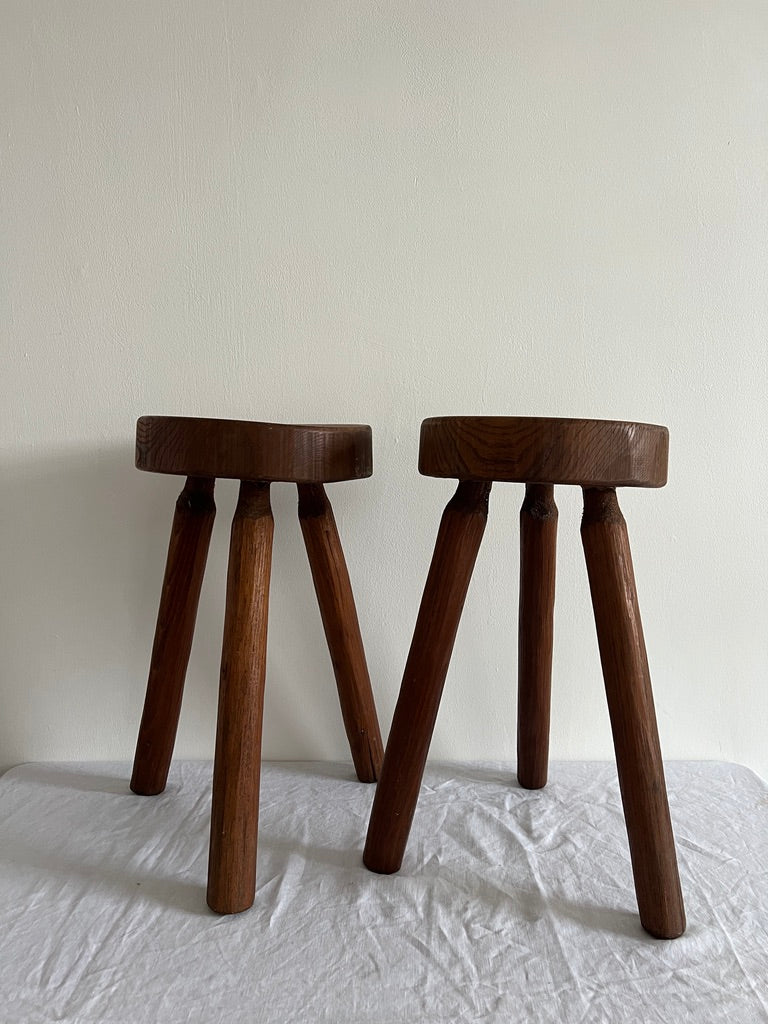 French solid wood milking stools