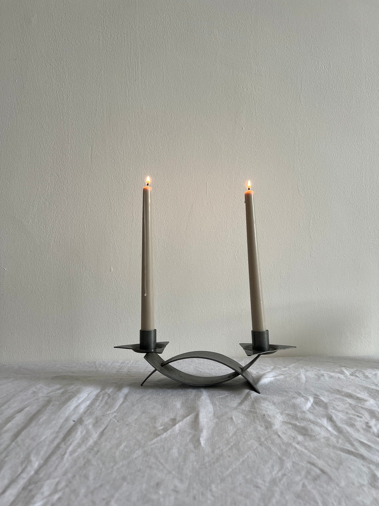 CHROME TRIANGLE CANDLE HOLDER