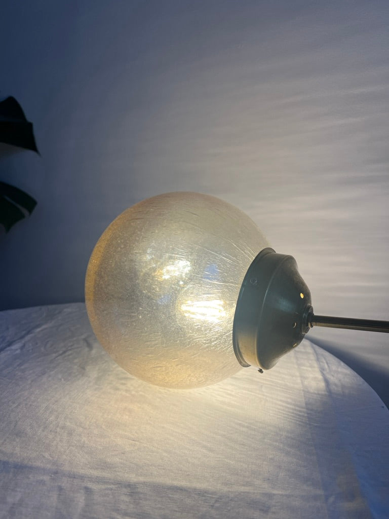 Vintage Swedish brass globe pendant with bubble glass