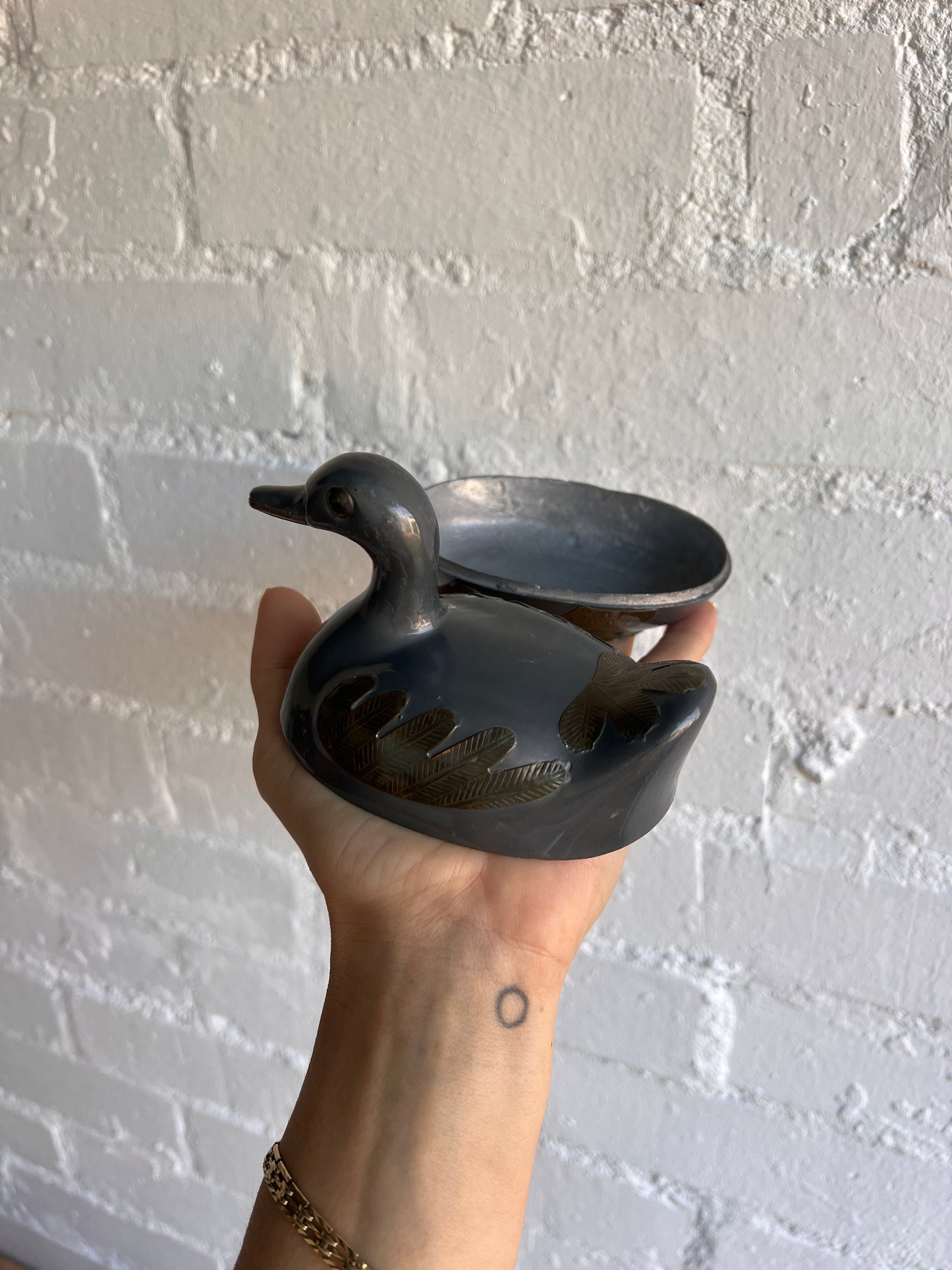 PEWTER FRENCH DUCK TRINKET BOX