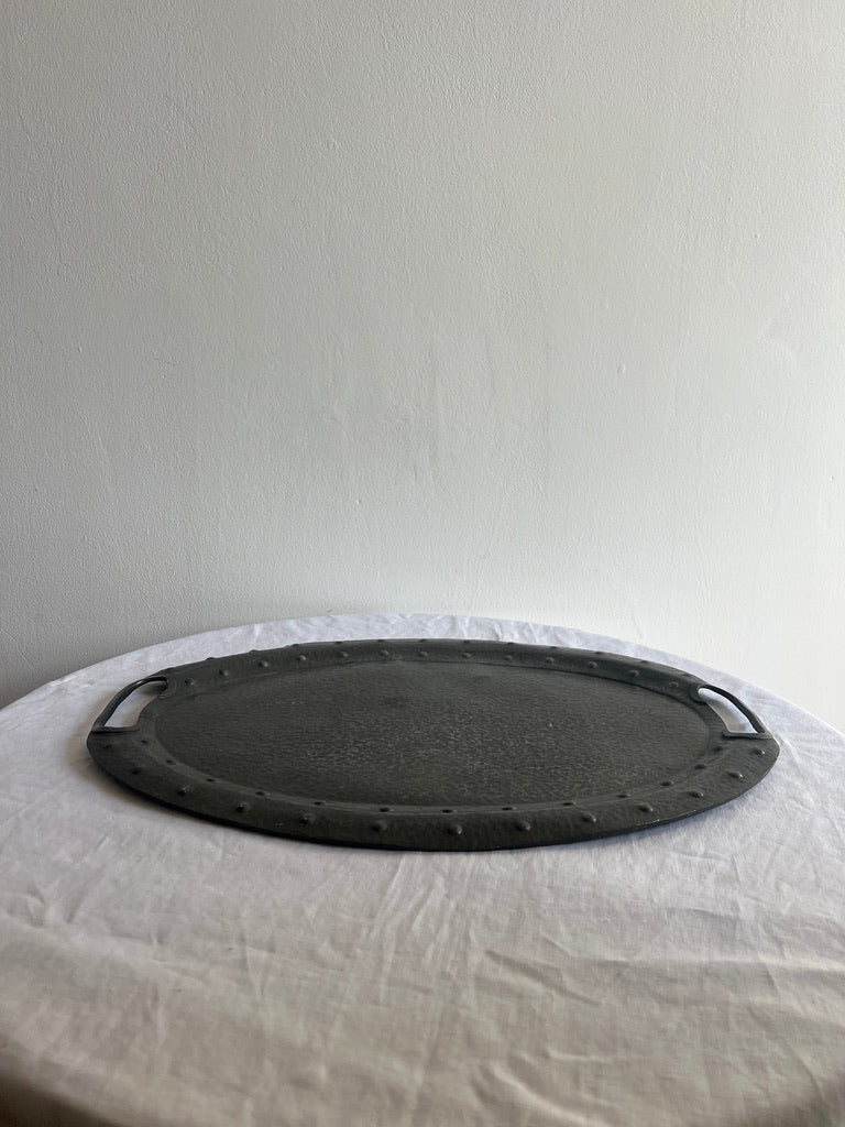 ARTS & CRAFTS PEWTER OVAL DECORATIVE TRAY