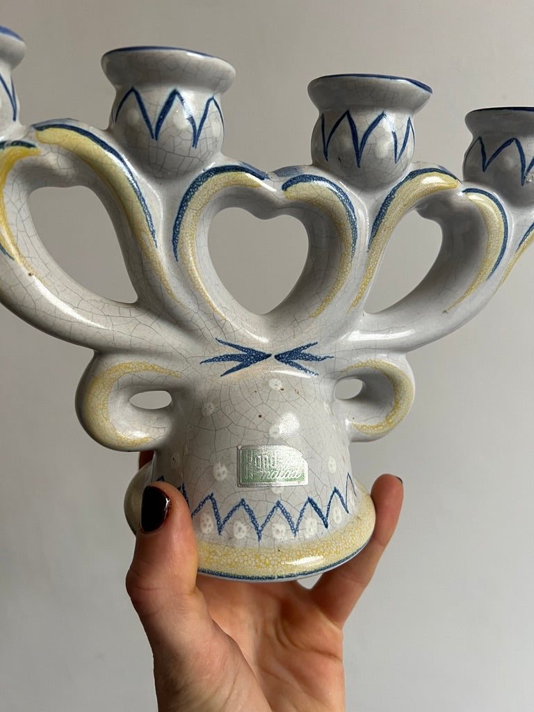 CERAMIC FOUR ARM CANDLE HOLDER
