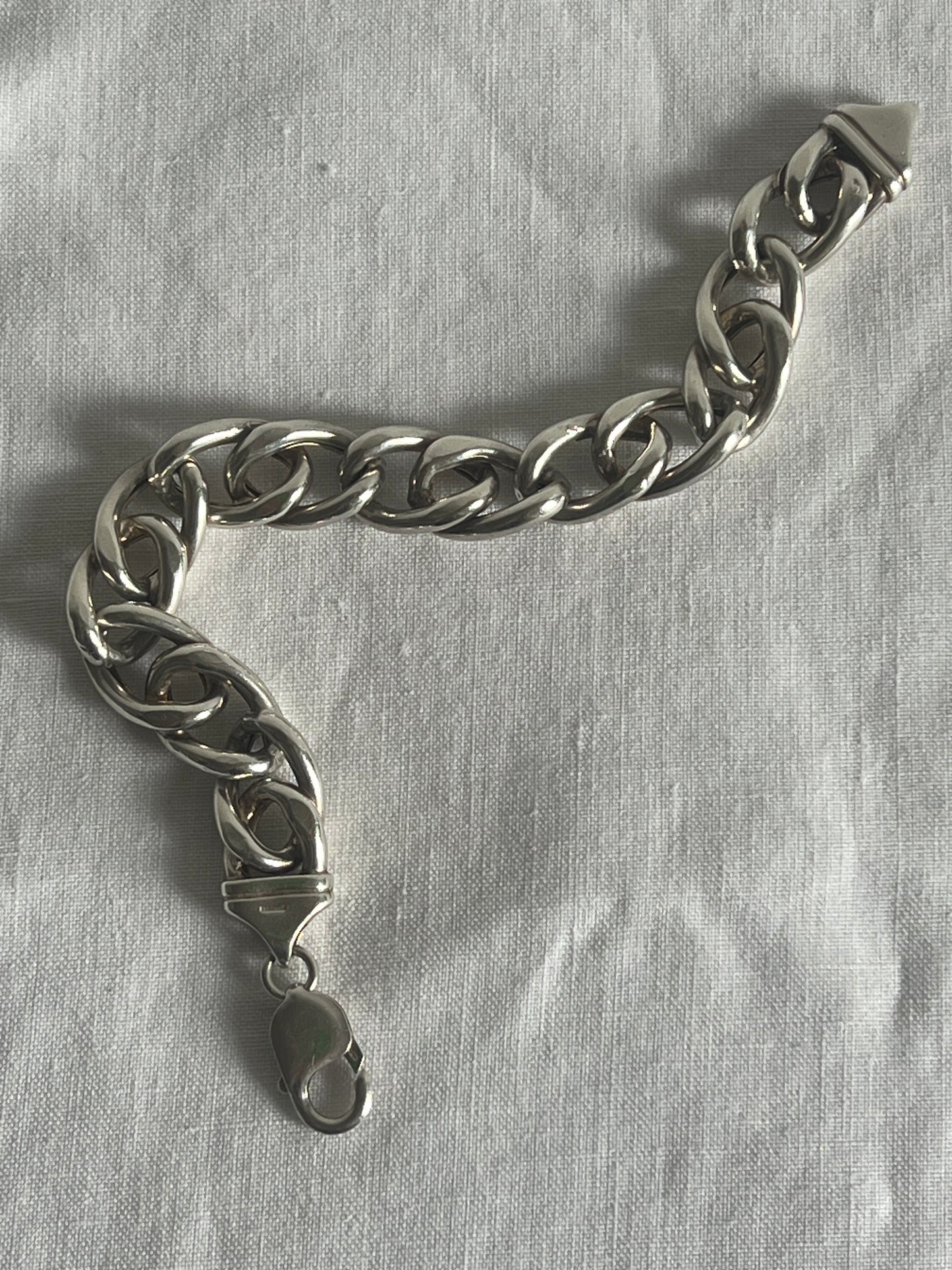 UNISEX ITALIAN SILVER HOLLOW CHUNKY CURB BRACELET