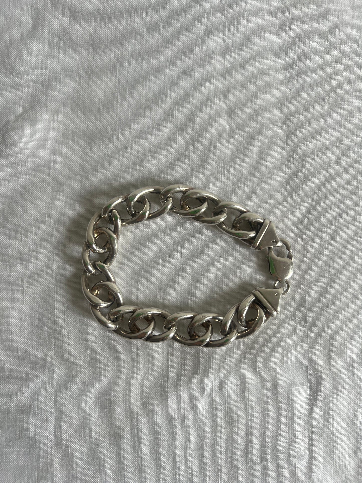 UNISEX ITALIAN SILVER HOLLOW CHUNKY CURB BRACELET