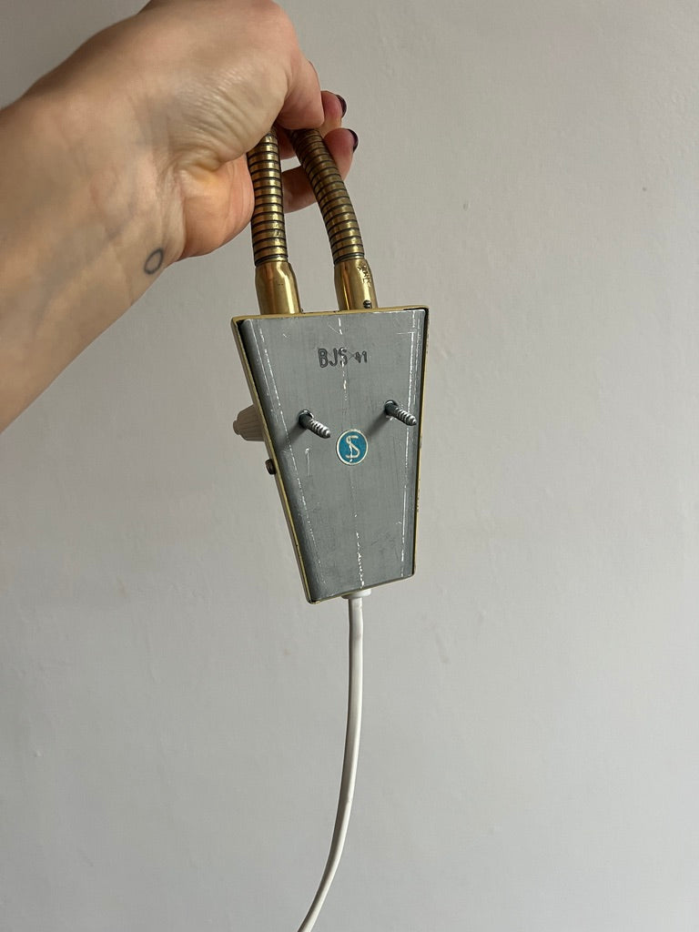 TWO ARMED SWEDISH YELLOW WALL LAMP