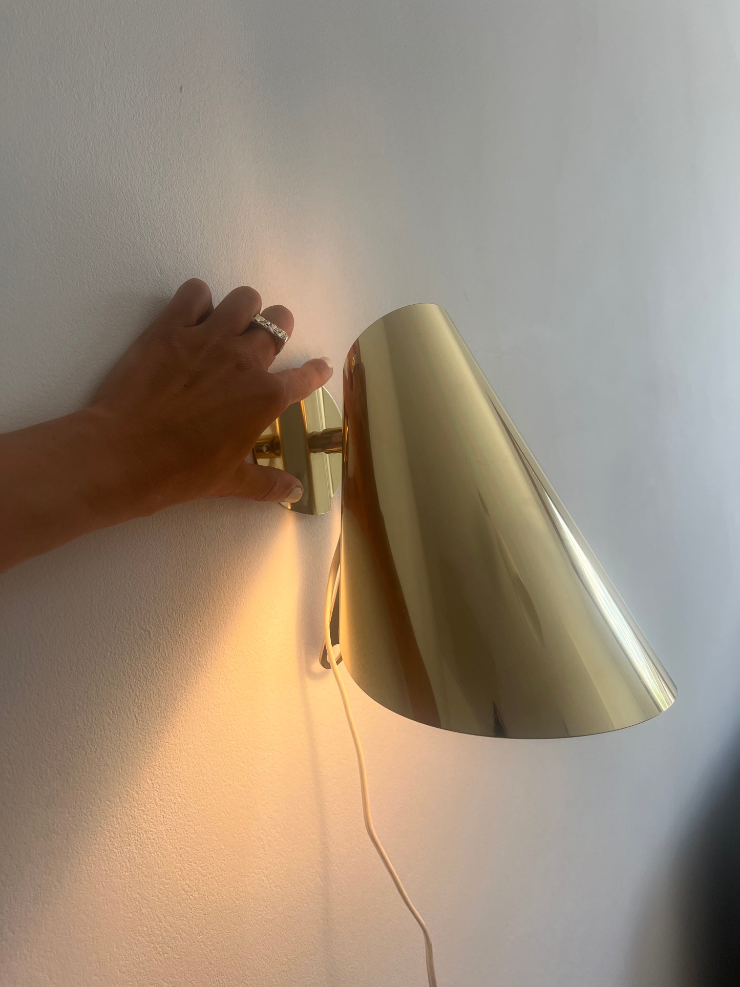 PAIR OF VINTAGE IKEA BRASS CONE WALL LIGHTS
