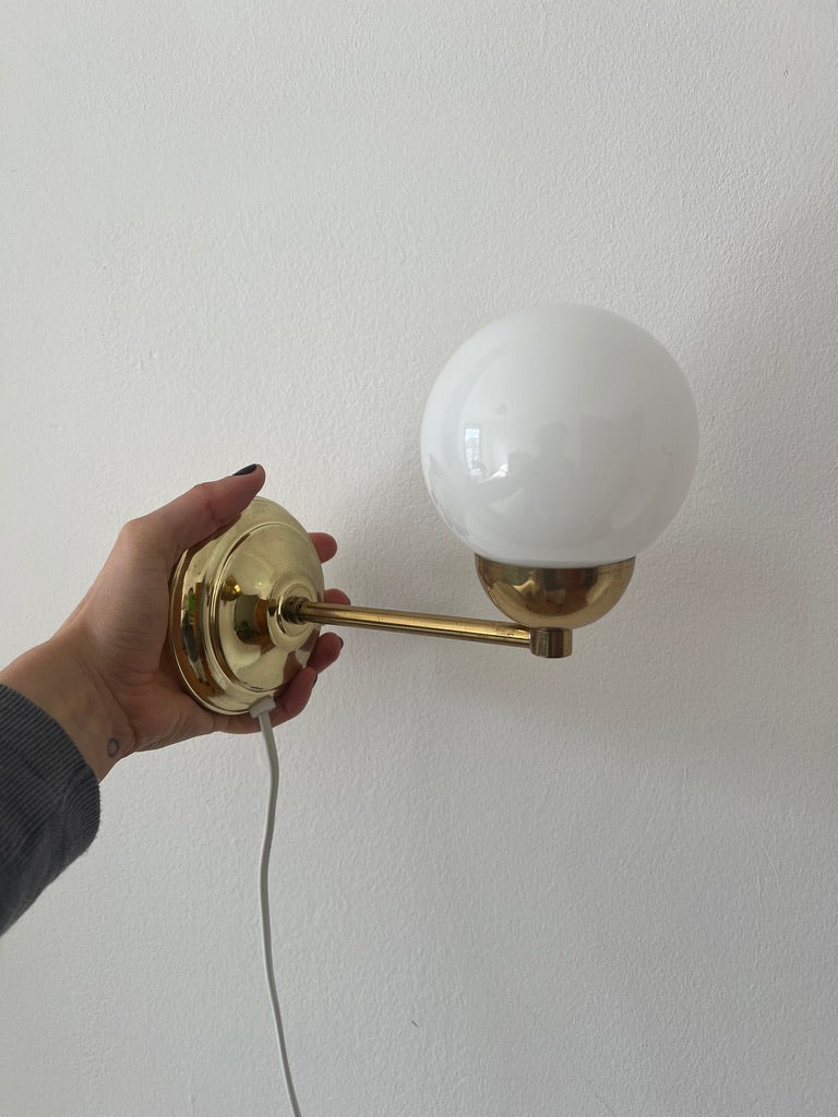 Pair of Swedish small brass globe lights