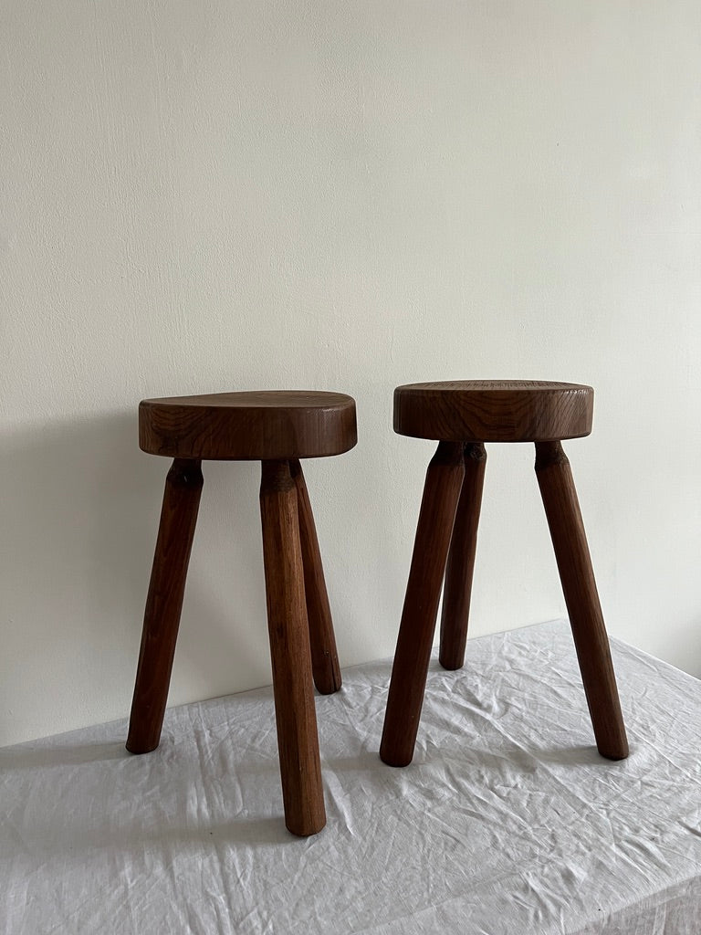 French solid wood milking stools