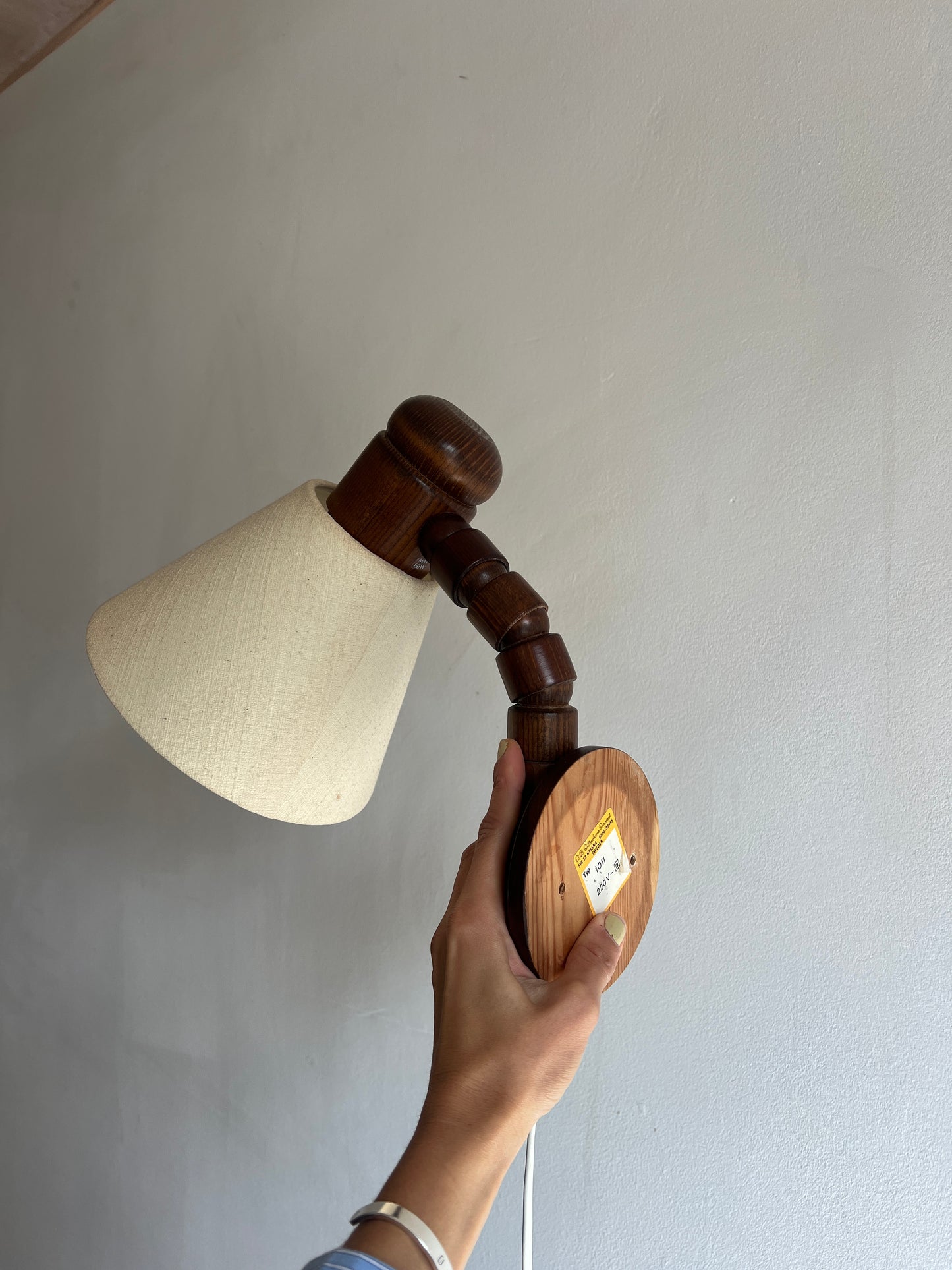PAIR OF 70S DARK WOOD SWEDISH WALL LIGHTS