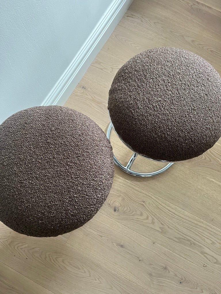 BROWN BOUCLE CHROME STOOLS
