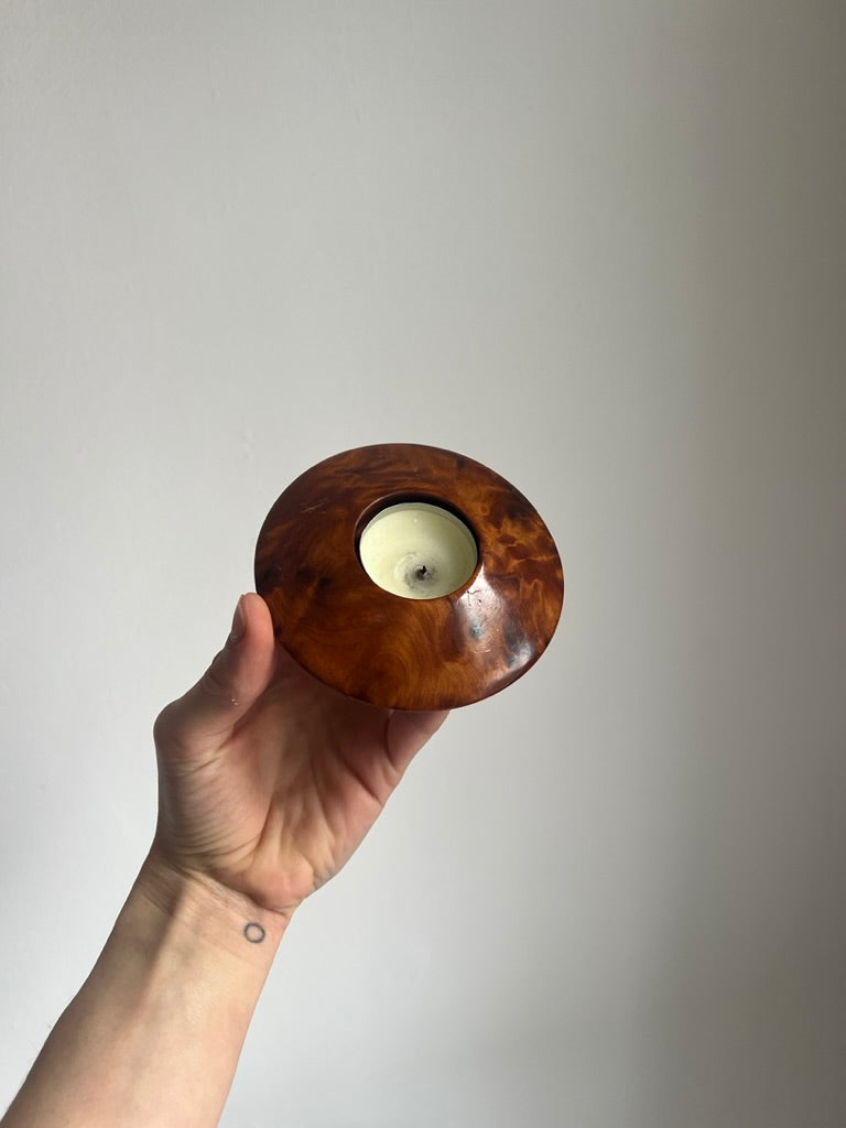 Pair of thuya wood tea light holders