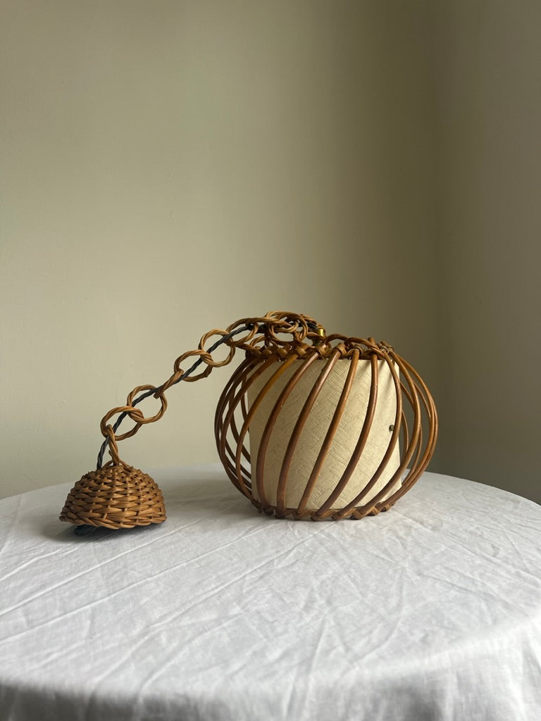 French rattan ceiling light by Louis Sognot